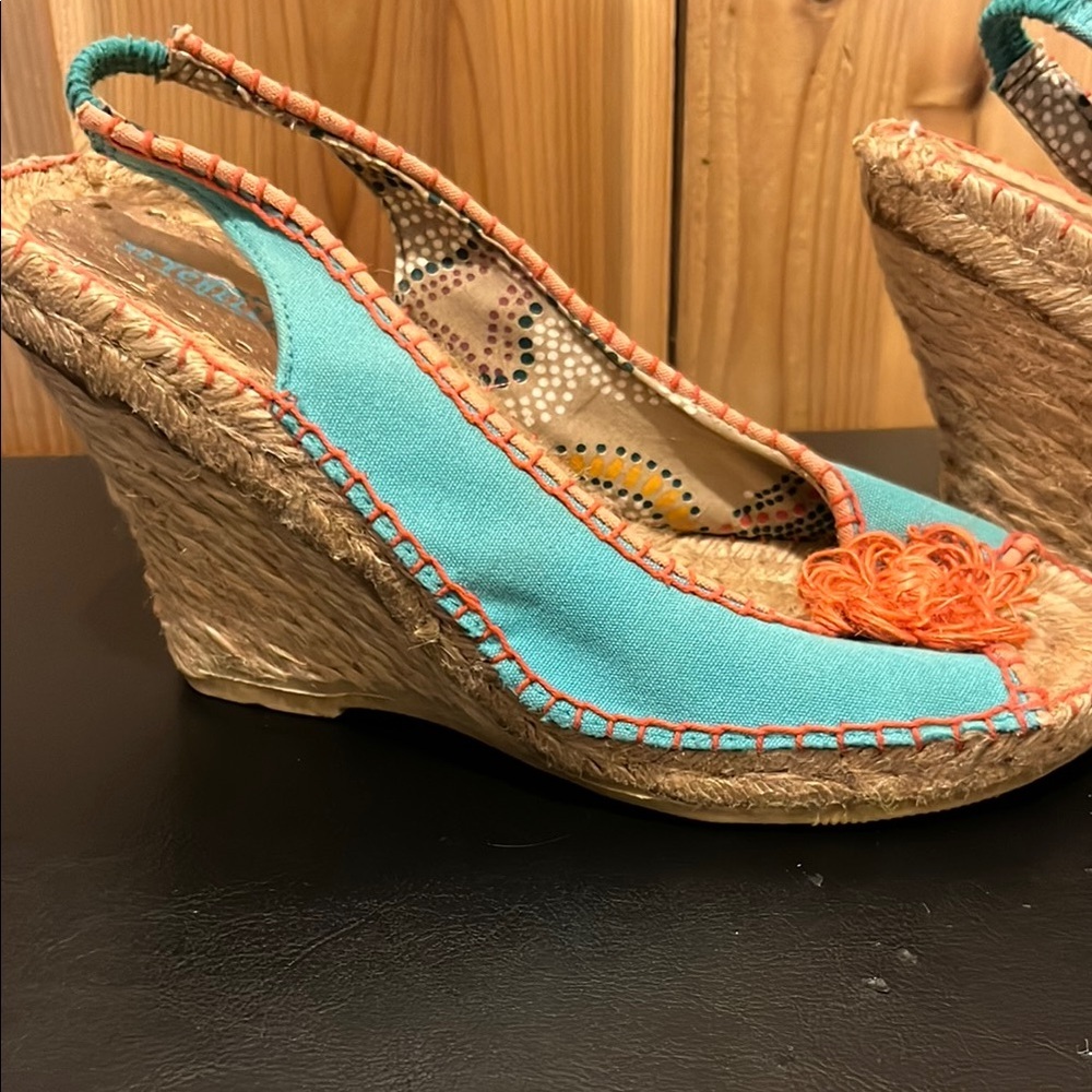 Seychelles Turquoise and Coral Espadrilles - Picture 2 of 11